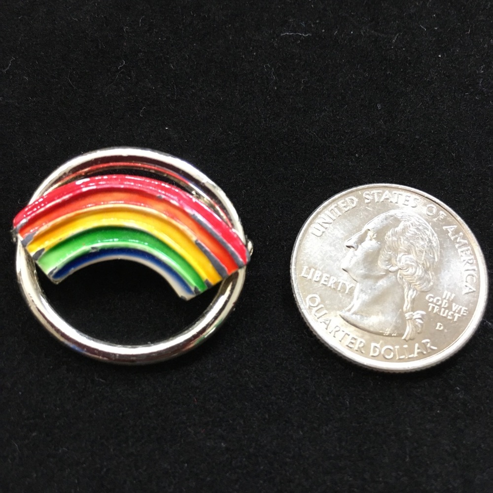 Gold Tone Rainbow Pin Brooch - 60s 70s 80s